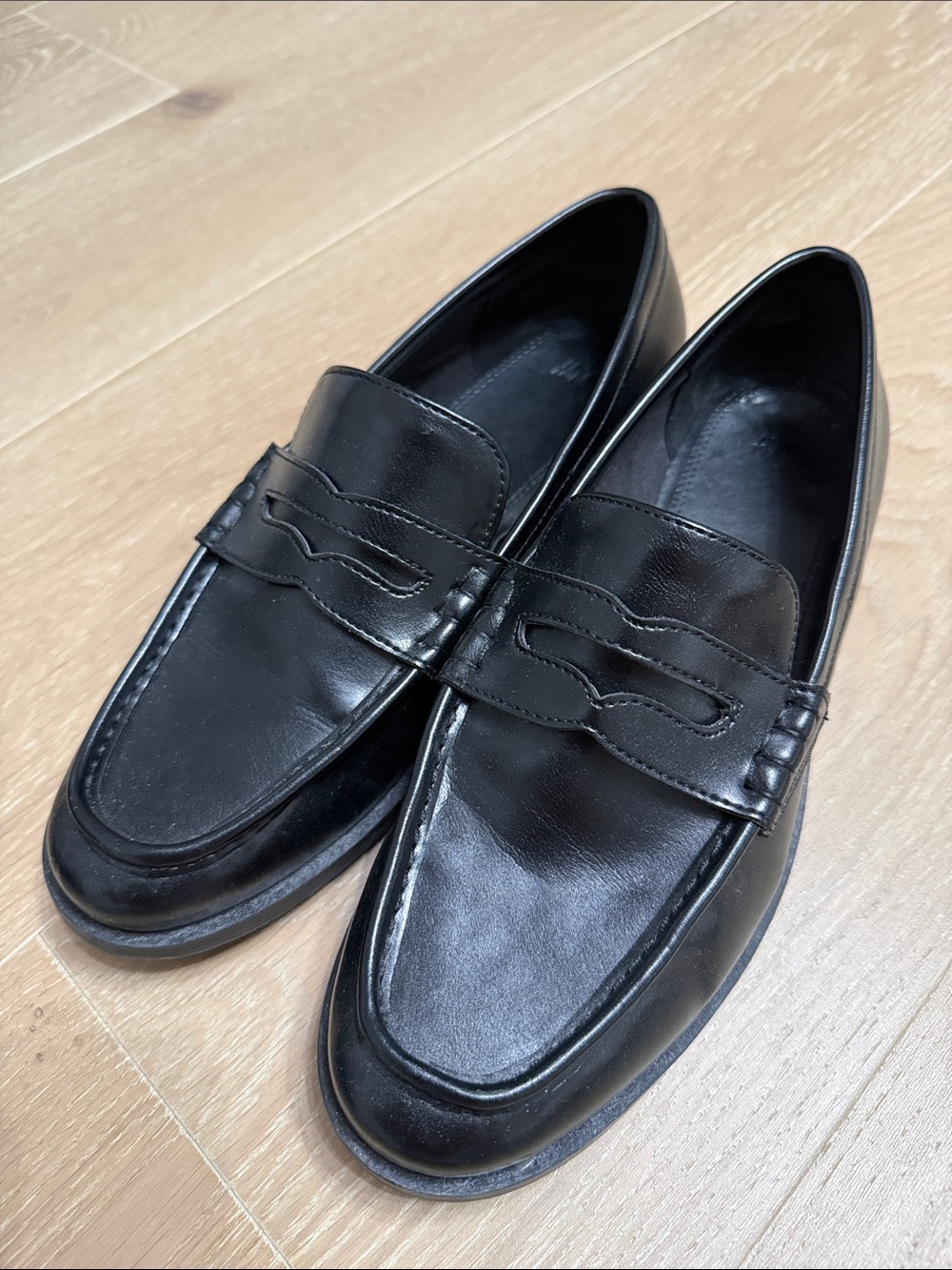 H&M Black Leather Women's Penny Loafers